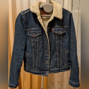 Levi's Women's Blue Denim Jacket with Sherpa Lining